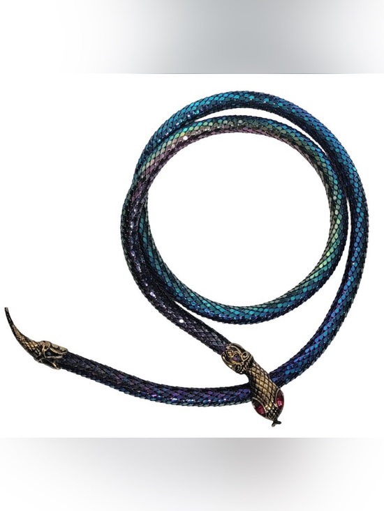 DL Auld Jewelry - DL Auld Iridescent Vintage Mesh Snake Belt Serpent Necklace 41”